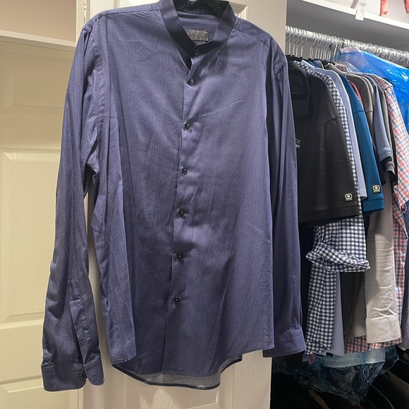 Zara Men’s Navy Blue XL Slim Fit Button Down Long sleeve - Picture 4 of 5